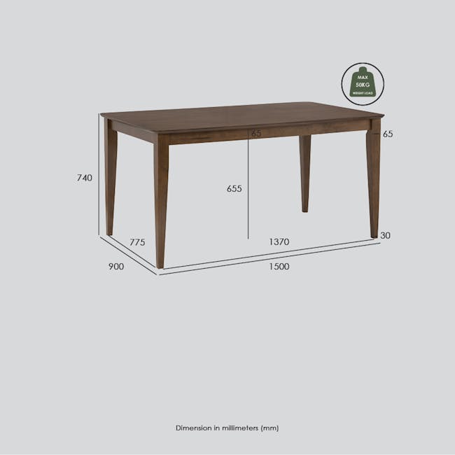Adriel Dining Table 1.5m - Oak - 7