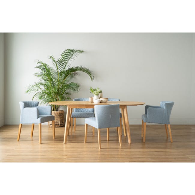Rhoda Dining Chair - Natural, Light Blue - 1