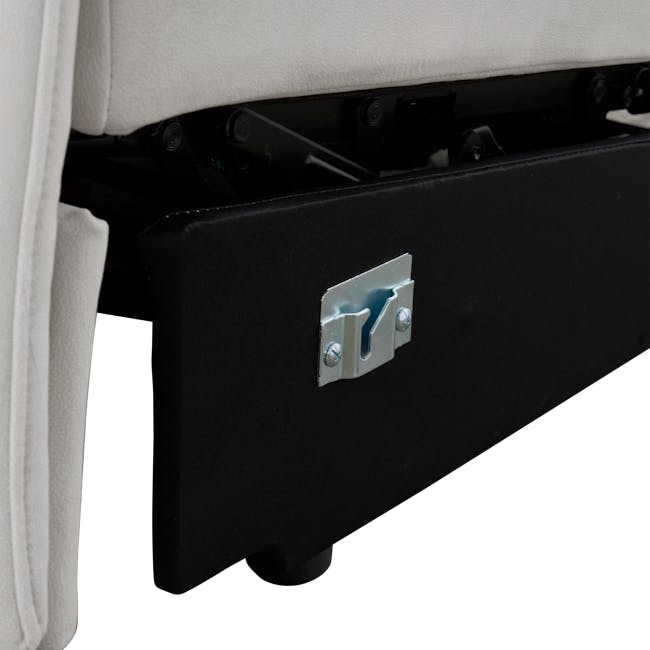 Harmony 2 Seater Power Recliner Sofa - Misty Grey (Scratch Resistant) - Zero Wall - 15 - White fabric, black storage