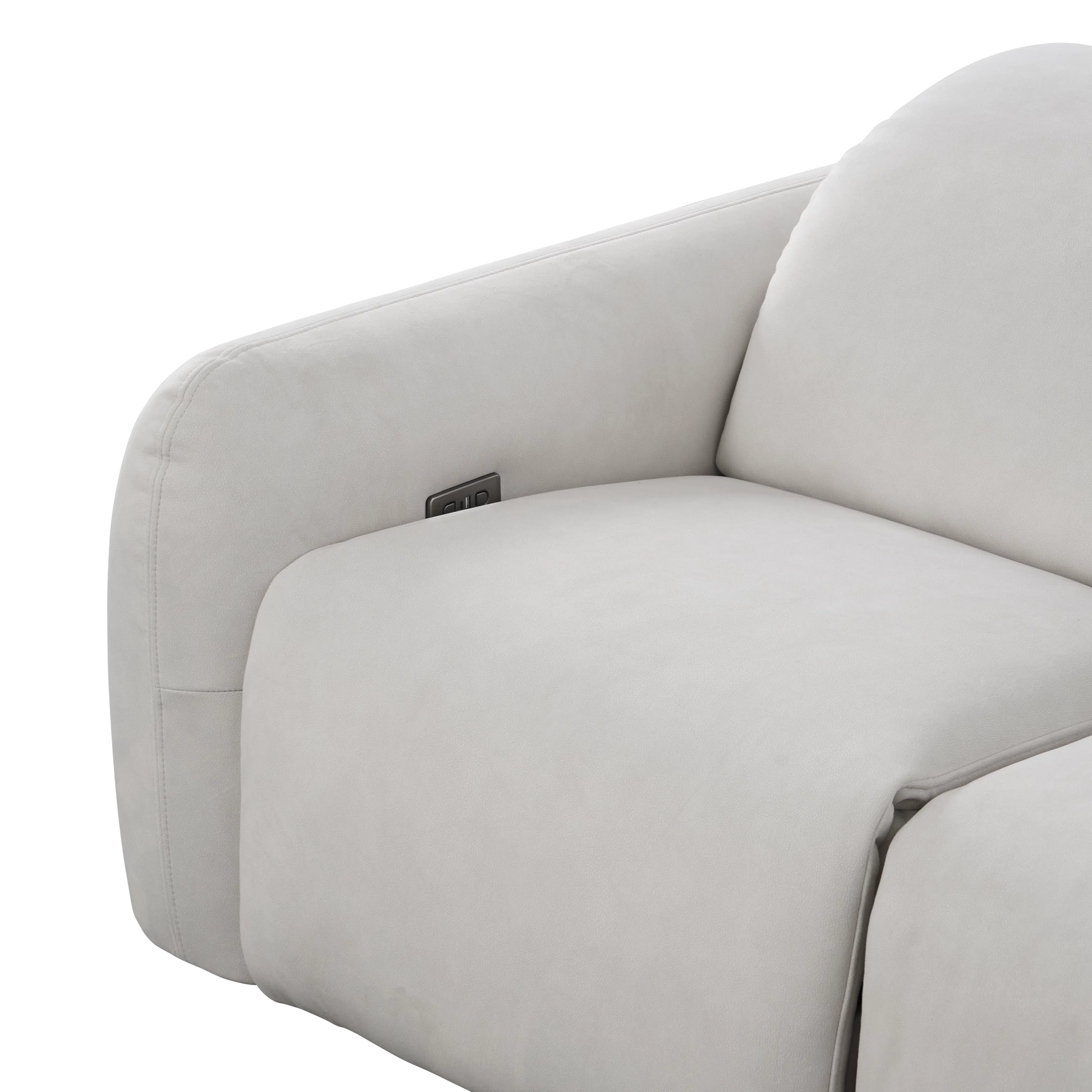 Harmony Left Arm Power Recliner Unit - Misty Grey (Scratch Resistant) - 12 - Cream-colored, modern, minimalist, sleek