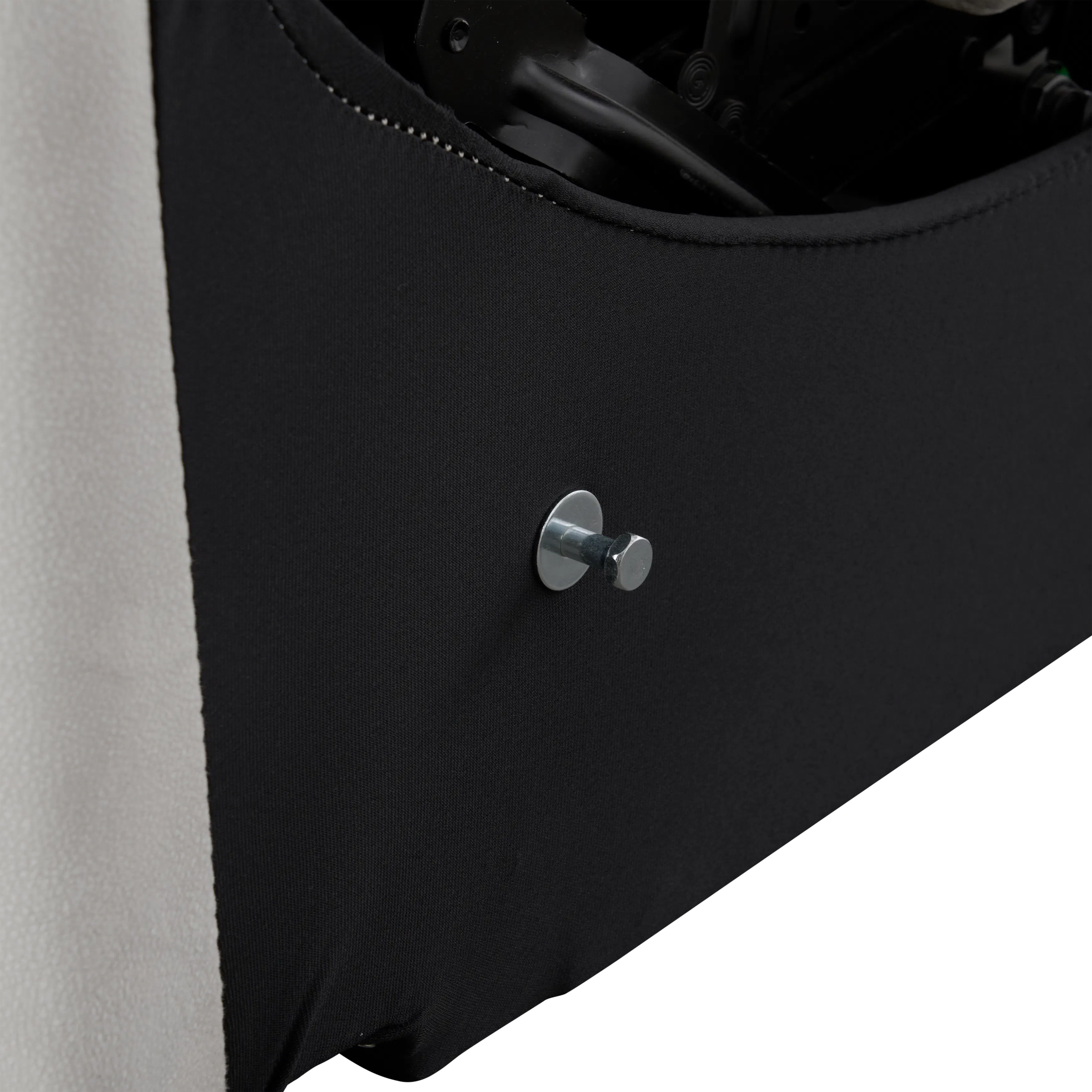 Harmony Left Arm Power Recliner Unit - Misty Grey (Scratch Resistant) - 17 - Black fabric, metal button, stitching detail