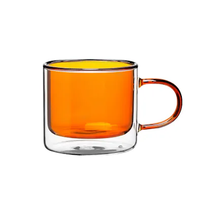 Dane Double Wall Glass Mug - Orange