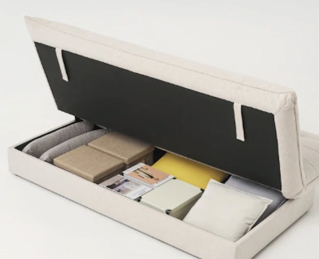 Tessa Storage Lounge Sofa Bed - Beige (Eco Clean Fabric) - 10