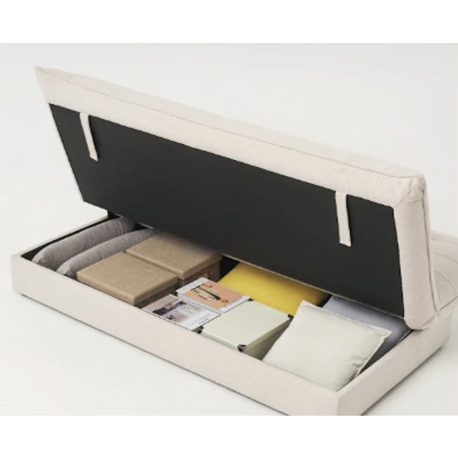 Tessa Storage Lounge Sofa Bed - Beige (Eco Clean Fabric) - 14 - Modern sofa storage compartment, Minimalist furniture