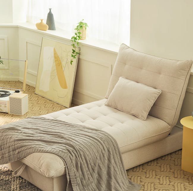 Tessa Storage Lounge Sofa Bed - Beige (Eco Clean Fabric) - 5