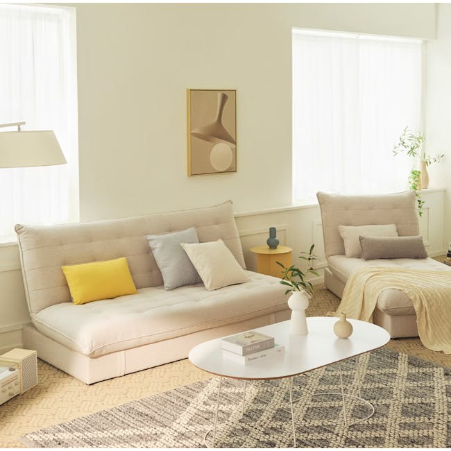 Tessa Storage Lounge Sofa Bed - Beige (Eco Clean Fabric) - 3