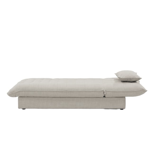 Tessa Storage Lounge Sofa Bed - Beige (Eco Clean Fabric) - 23 - Modern minimalist sofa, light gray fabric, tufted design