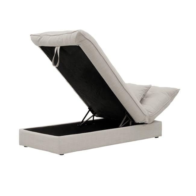 Tessa Storage Lounge Sofa Bed - Beige (Eco Clean Fabric) - 24 - Modern lounge chair, minimalist design, light gray fabric