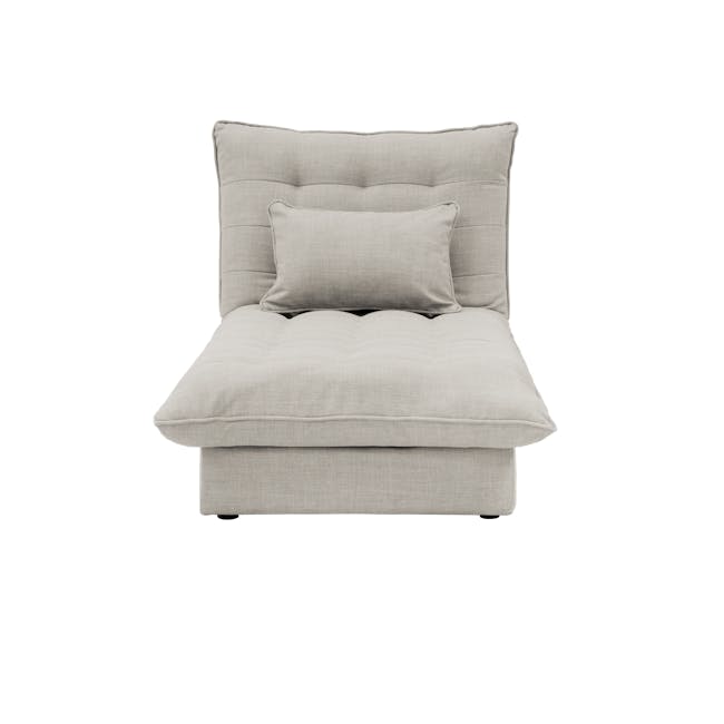 Tessa Storage Lounge Sofa Bed - Beige (Eco Clean Fabric) - 19 - Modern upholstered chair, light gray fabric, tufted