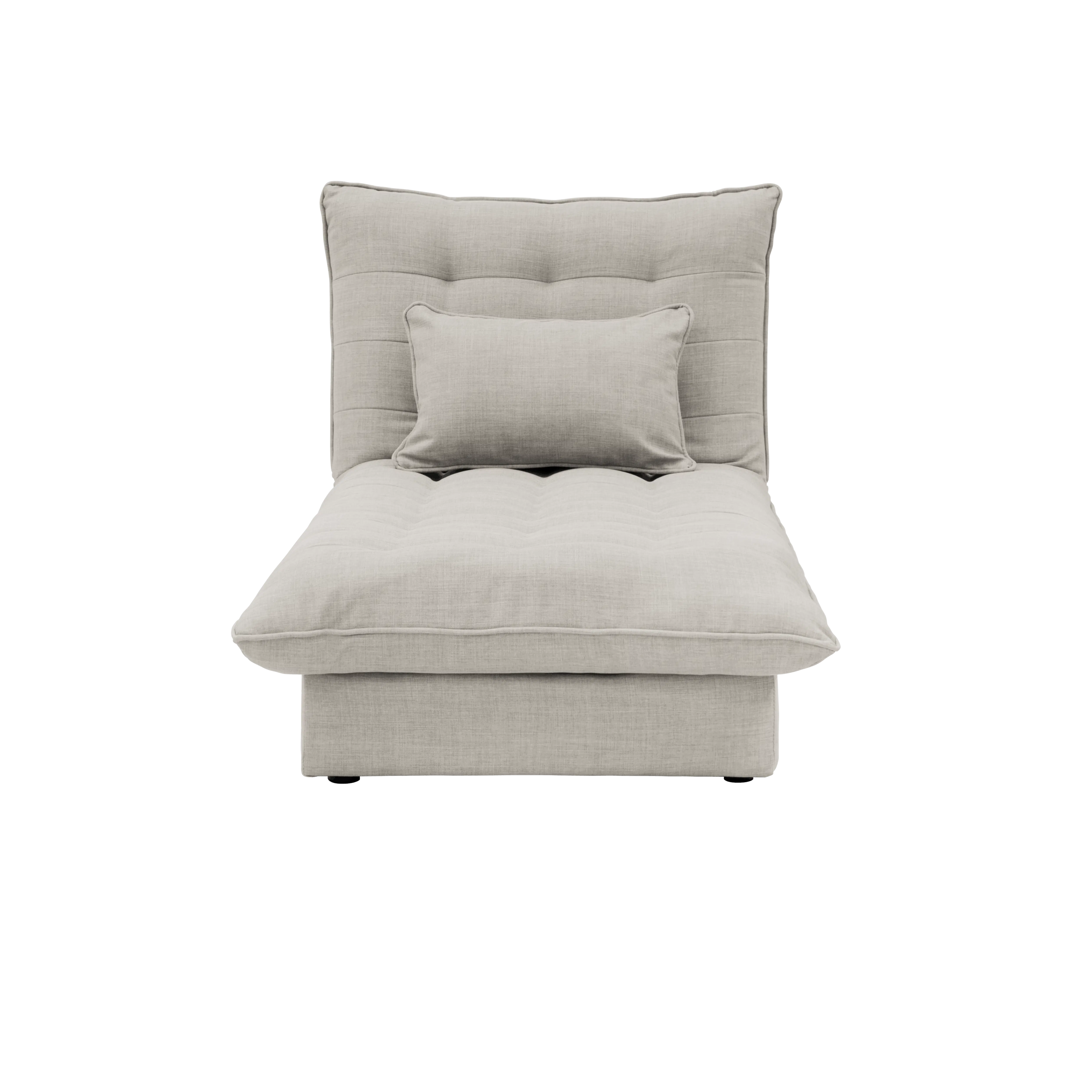 Tessa L-Shaped Sofa Bed - Beige (Eco Clean Fabric) - 32 - Modern upholstered chair, light gray fabric, tufted backrest, two