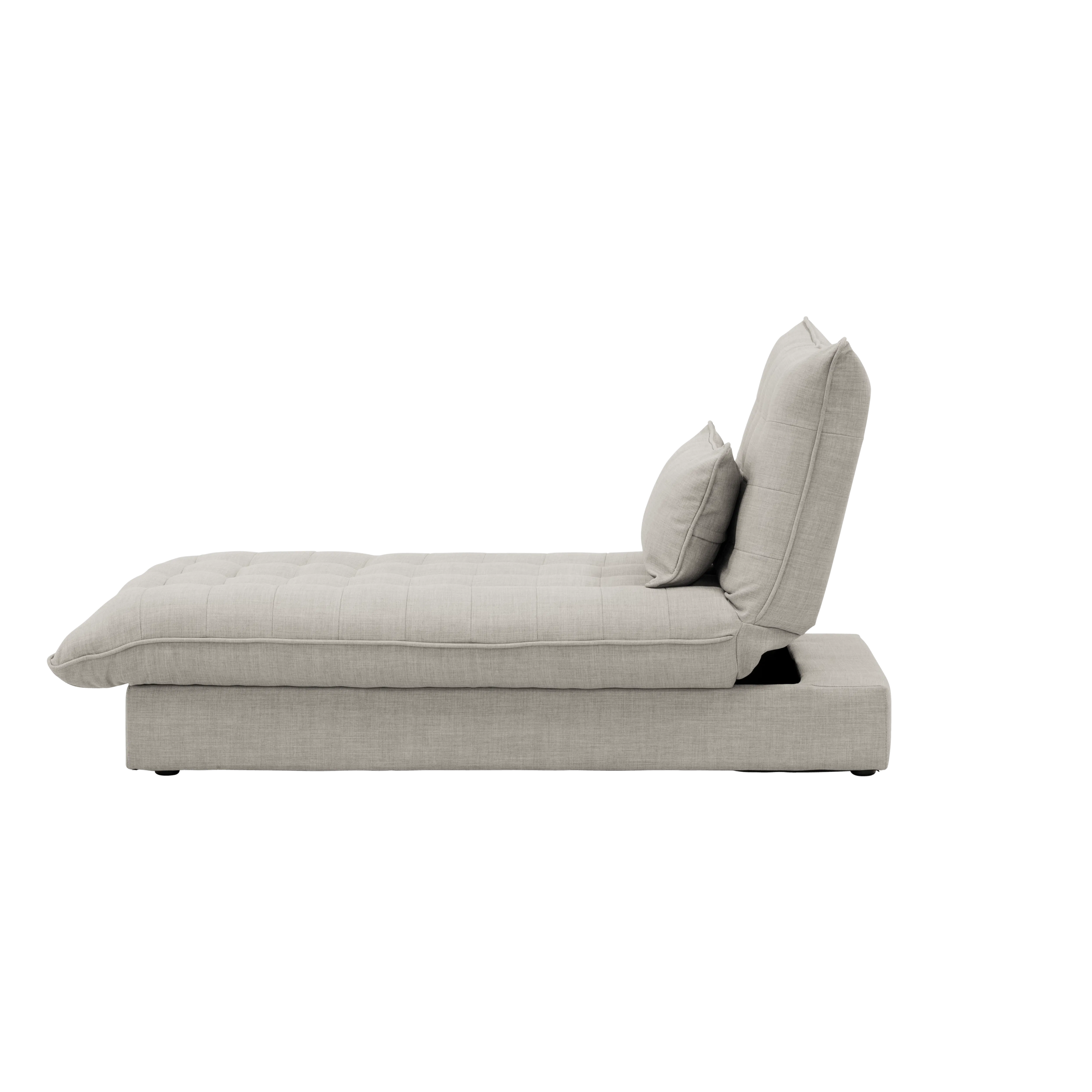 Tessa L-Shaped Sofa Bed - Beige (Eco Clean Fabric) - 36 - Modern minimalist sofa, light gray fabric, tufted design