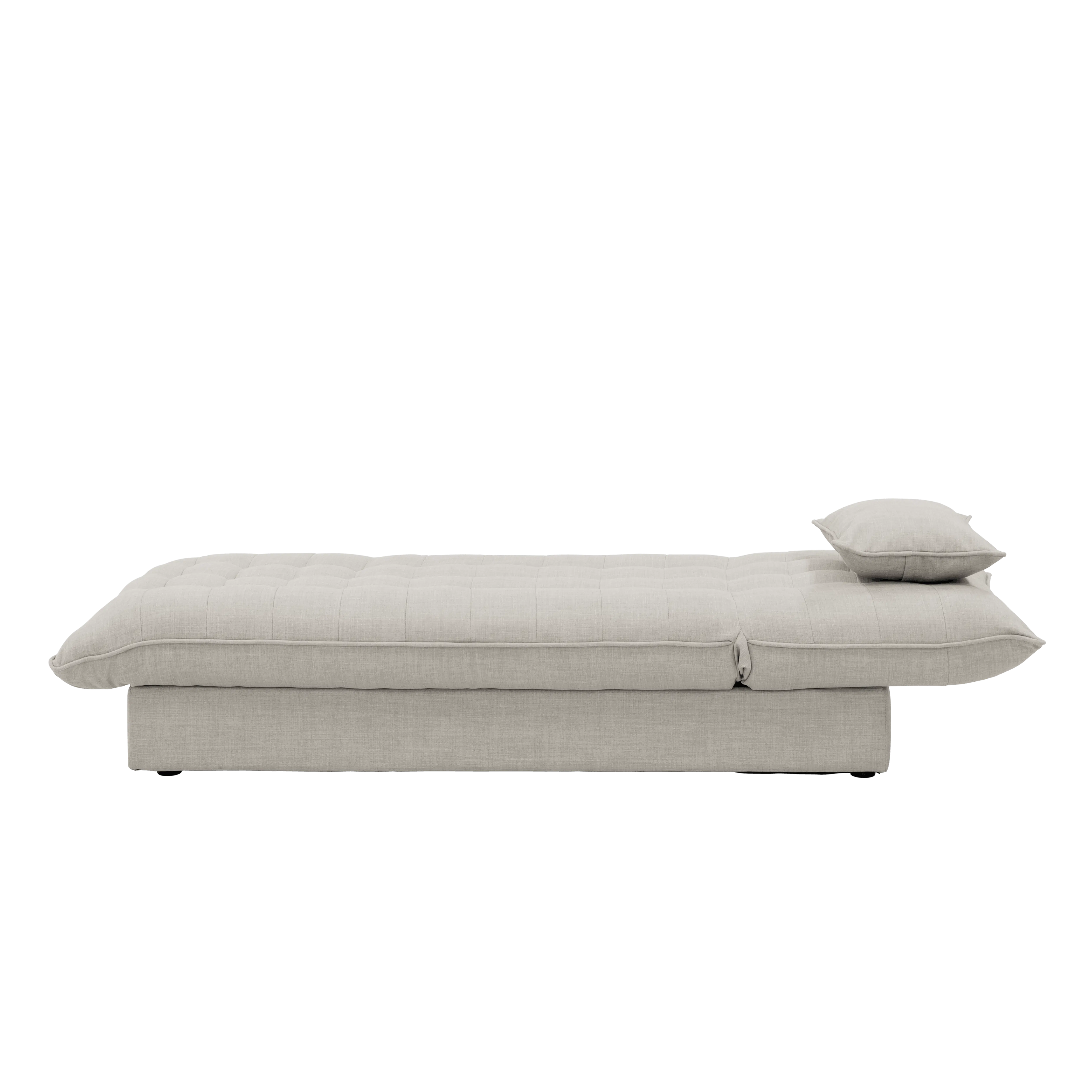 Tessa L-Shaped Sofa Bed - Beige (Eco Clean Fabric) - 38 - Modern minimalist sofa, light gray fabric, tufted design
