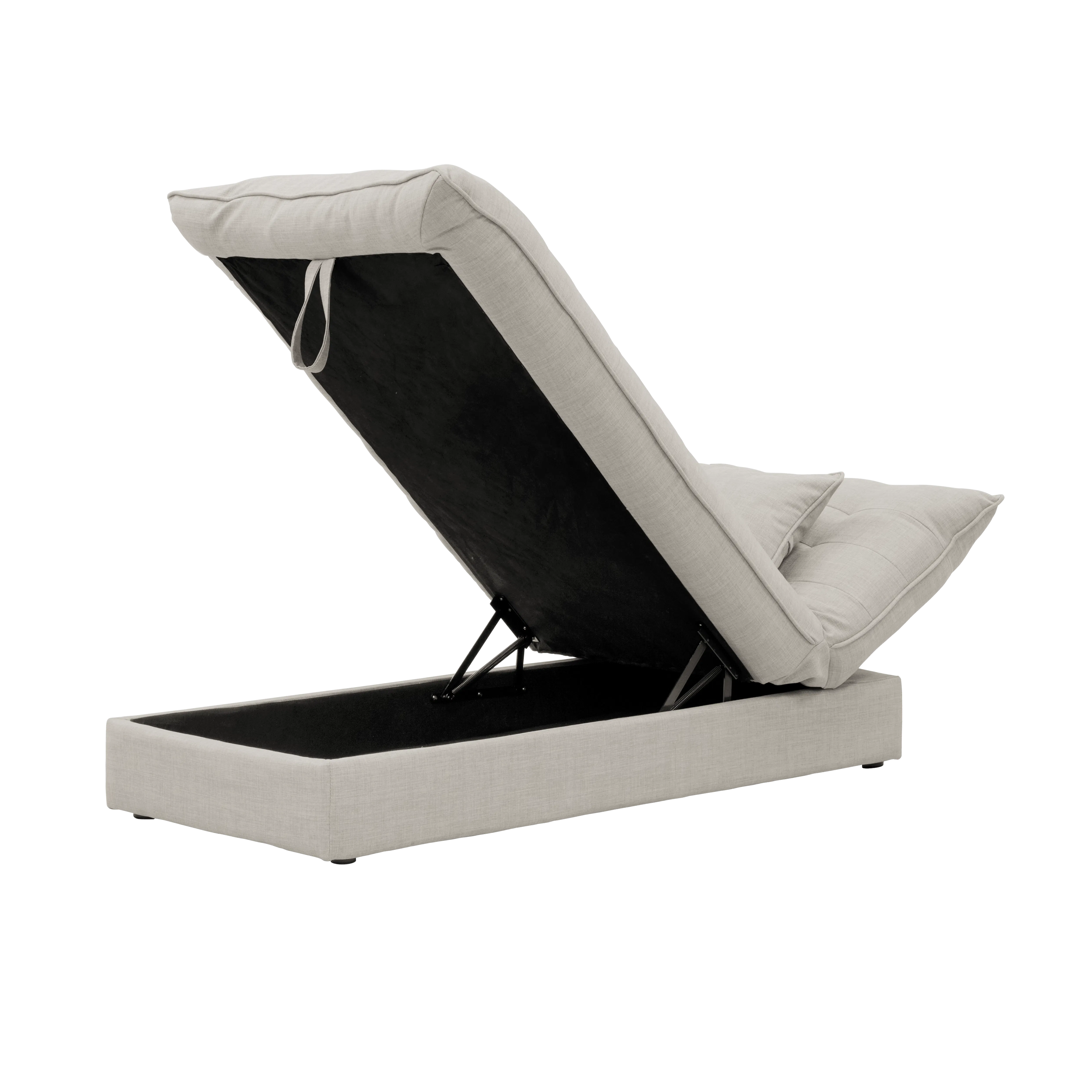 Tessa L-Shaped Sofa Bed - Beige (Eco Clean Fabric) - 39 - Modern lounge chair, minimalist design, light gray fabric