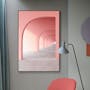 Minimalist Architecture Art Print on Stretched Canvas with Black Frame 60cm x 90cm - Pink Arch Interior - 2