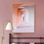 Minimalist Architecture Art Print on Stretched Canvas with Black Frame 60cm x 90cm - Pink Arch Interior - 1