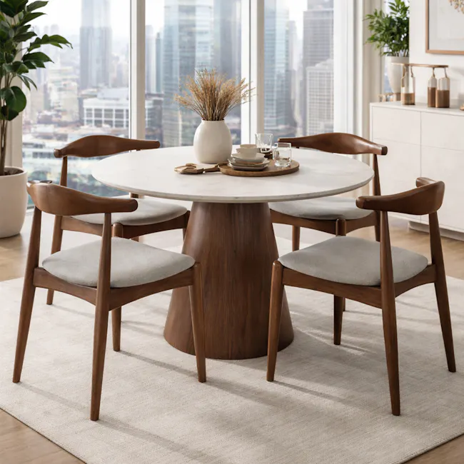 Bouvier Dining Chair - Walnut, Grey - 2