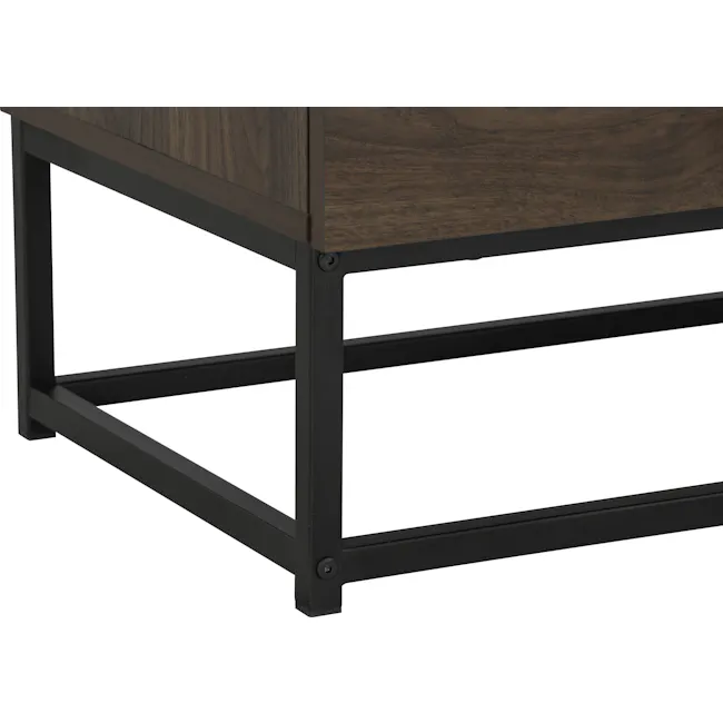 Carrie Sideboard 1.1m - 10 - Wooden table with black metal legs, minimalist design, sturdy construction, modern aesthetic