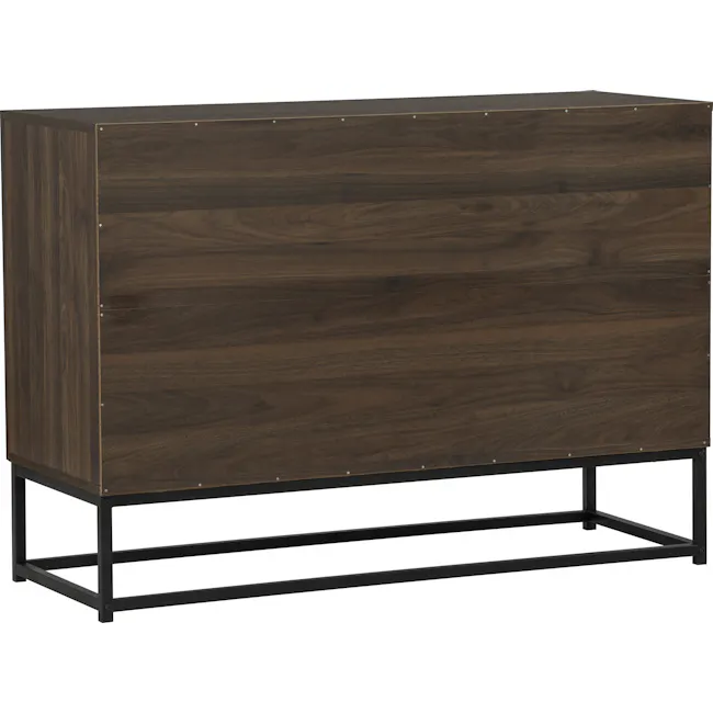 Carrie Sideboard 1.1m - 5 - Wooden cabinet with dark finish, black metal frame, minimalist design, sturdy construction