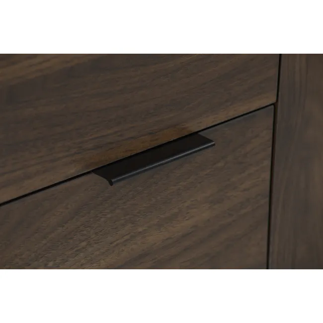 Carrie Sideboard 1.1m - 7 - Wooden drawer handle, sleek design, dark wood finish, polished surface, modern aesthetic