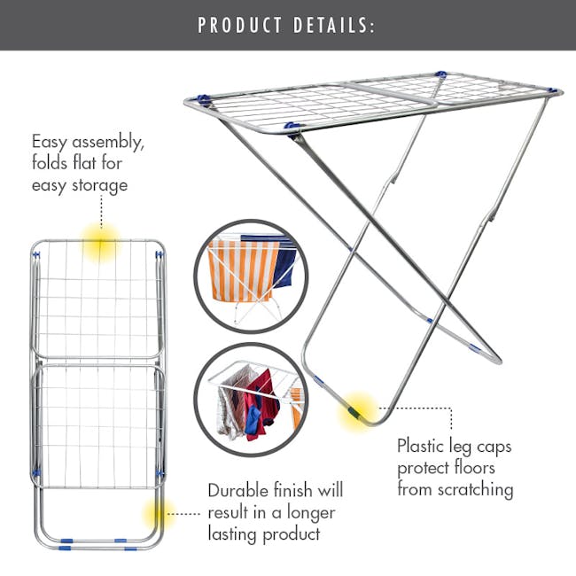 HOUZE 3 Fold Clothes Drying Rack - 2