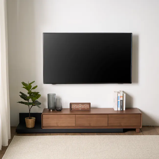 Nara Extendable TV Console 1.5m-2.8m - Walnut, Black - 2
