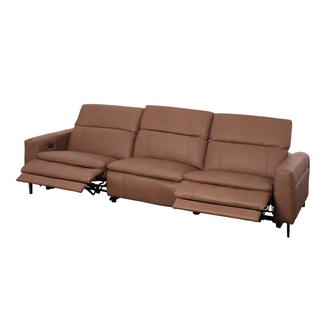 Clyde Right Arm Power Recliner Unit - Pecan Brown (Top Grain Leather) - 50