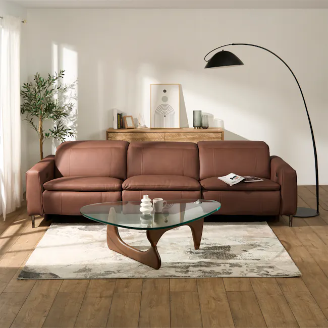 Clyde Right Arm Power Recliner Unit - Pecan Brown (Top Grain Leather) - 45