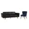 Carter 3 Seater Sofa in Espresso with Bianca Lounge Chair in Navy (Velvet)
