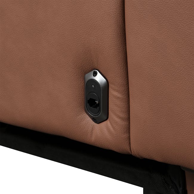 Clyde 3 Seater Power Recliner Sofa - Pecan Brown (Top Grain Leather) - Zero Wall - 13