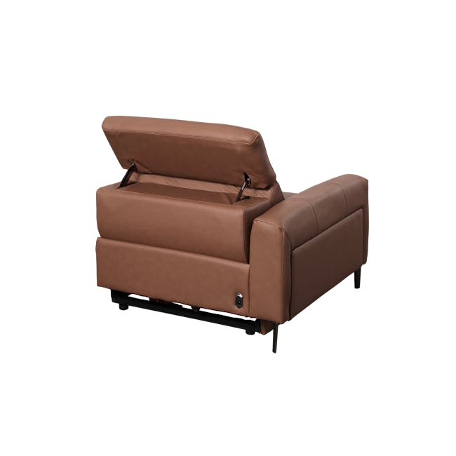 Clyde 3 Seater Power Recliner Sofa - Pecan Brown (Top Grain Leather) - Zero Wall - 28
