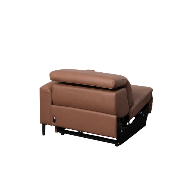 Clyde 3 Seater Power Recliner Sofa - Pecan Brown (Top Grain Leather) - Zero Wall - 37