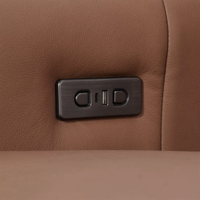 Clyde 3 Seater Power Recliner Sofa - Pecan Brown (Top Grain Leather) - Zero Wall - 15