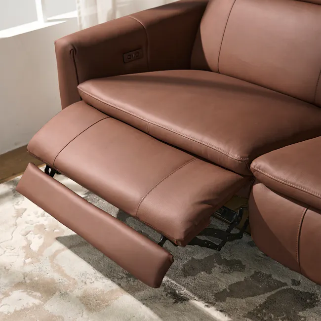 Clyde Right Arm Power Recliner Unit - Pecan Brown (Top Grain Leather) - 19