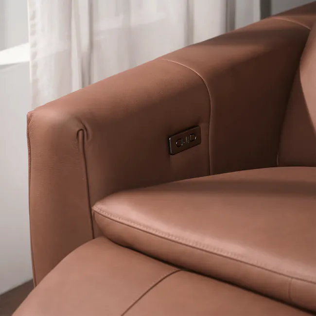 Clyde Right Arm Power Recliner Unit - Pecan Brown (Top Grain Leather) - 2