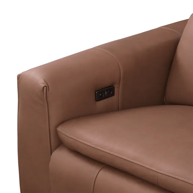 Clyde Right Arm Power Recliner Unit - Pecan Brown (Top Grain Leather) - 3