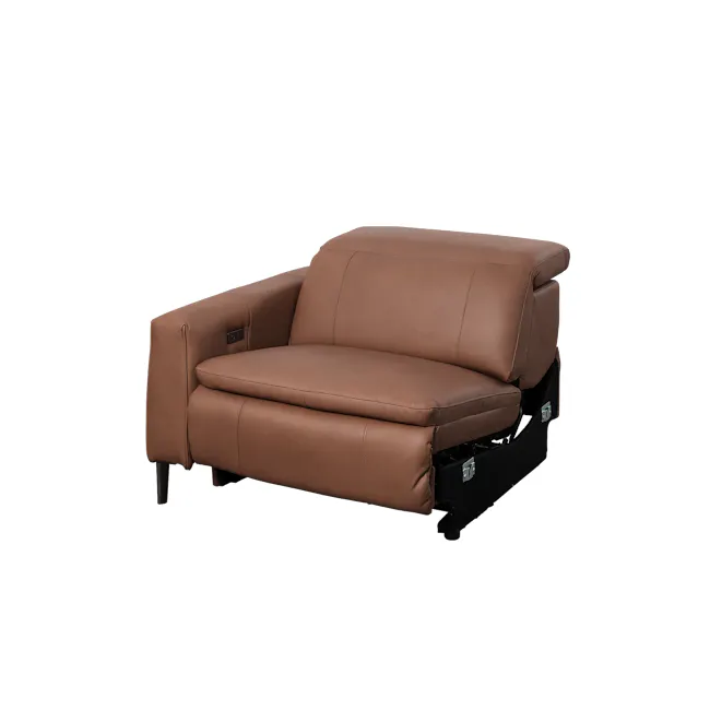 Clyde Right Arm Power Recliner Unit - Pecan Brown (Top Grain Leather) - 8