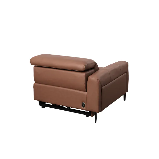 Clyde Right Arm Power Recliner Unit - Pecan Brown (Top Grain Leather) - 25