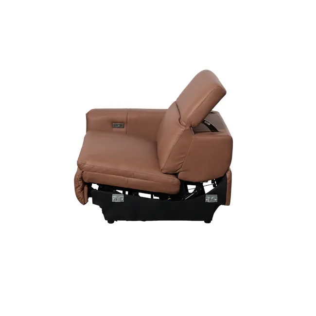 Clyde Right Arm Power Recliner Unit - Pecan Brown (Top Grain Leather) - 27