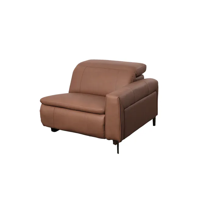 Clyde Right Arm Power Recliner Unit - Pecan Brown (Top Grain Leather) - 26