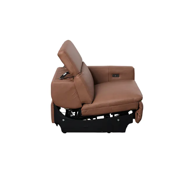 Clyde Right Arm Power Recliner Unit - Pecan Brown (Top Grain Leather) - 31