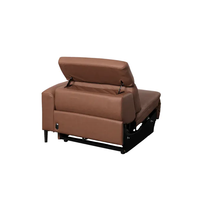 Clyde Right Arm Power Recliner Unit - Pecan Brown (Top Grain Leather) - 37