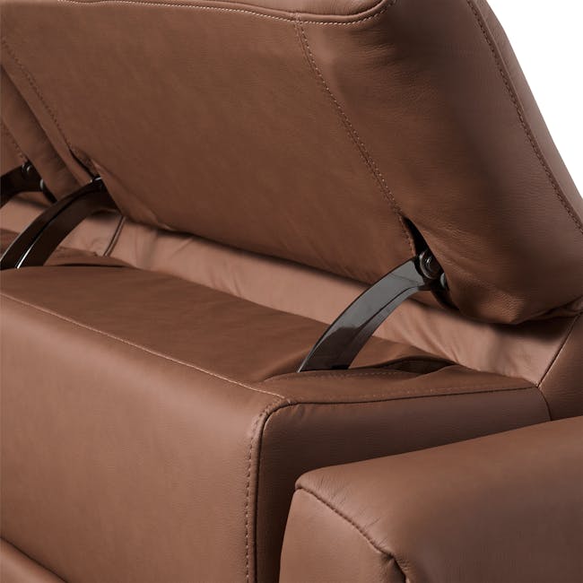 Clyde 4 Seater Power Recliner Sofa - Pecan Brown (Top Grain Leather) - Zero Wall - 9