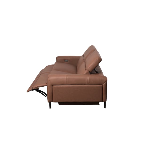 Clyde 4 Seater Power Recliner Sofa - Pecan Brown (Top Grain Leather) - Zero Wall - 37