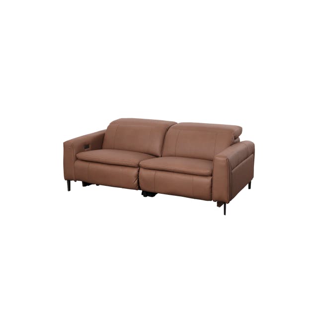 Clyde 4 Seater Power Recliner Sofa - Pecan Brown (Top Grain Leather) - Zero Wall - 40