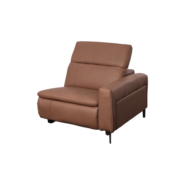 Clyde 4 Seater Power Recliner Sofa - Pecan Brown (Top Grain Leather) - Zero Wall - 42
