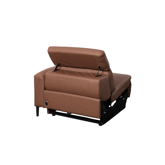 Clyde 4 Seater Power Recliner Sofa - Pecan Brown (Top Grain Leather) - Zero Wall - 43