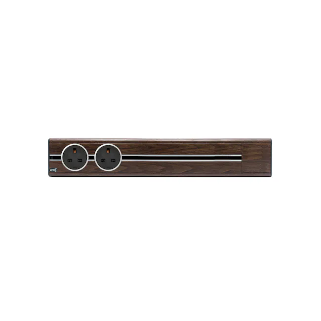 Line8 Power Track 500mm + 2 Adaptors Bundle - Brazilian Rosewood - 1 - Wooden panel, modern design, dual outlets, sleek