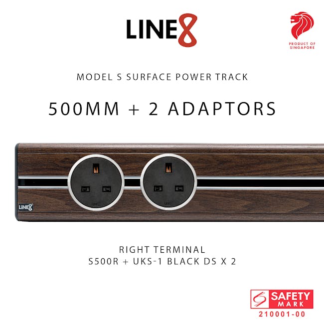 Line8 Power Track 500mm + 2 Adaptors Bundle - Brazilian Rosewood - 5