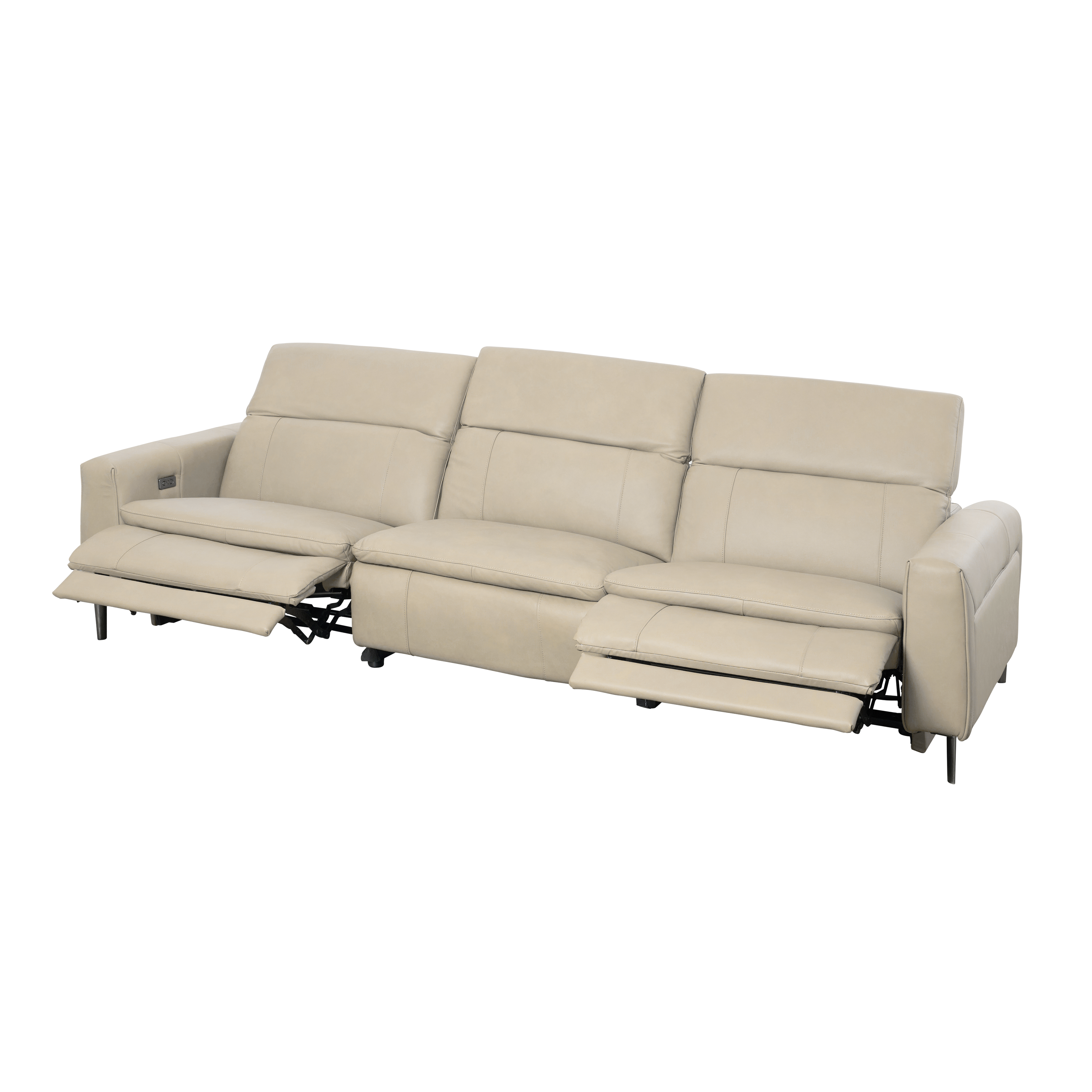 Clyde 4 Seater Power Recliner Sofa - Ivory (Top Grain Leather) - Zero Wall