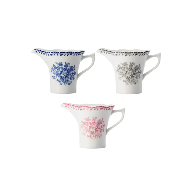 Luzerne Lancaster Garden Creamer - Pink - 4 - vase, ceramic pitcher, blue floral design, white pitcher, decorative pattern